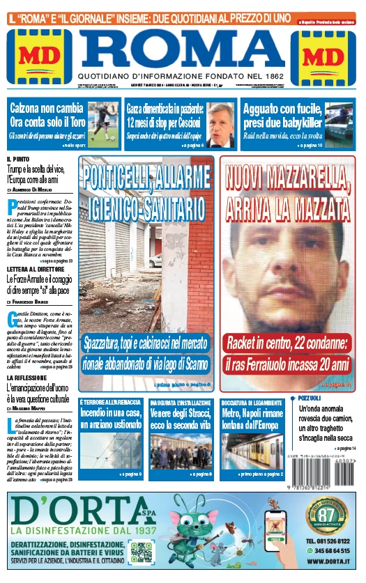 anteprima della prima pagina di il-roma-quotidiano-di-napoli del 07/03/2024