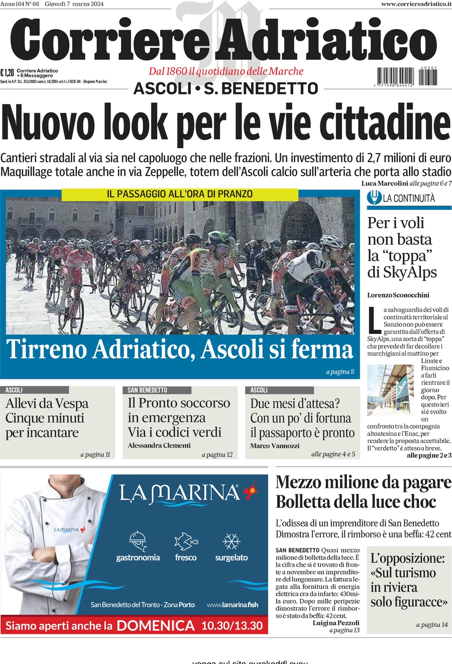 anteprima della prima pagina di corriere-adriatico-ascoli del 07/03/2024