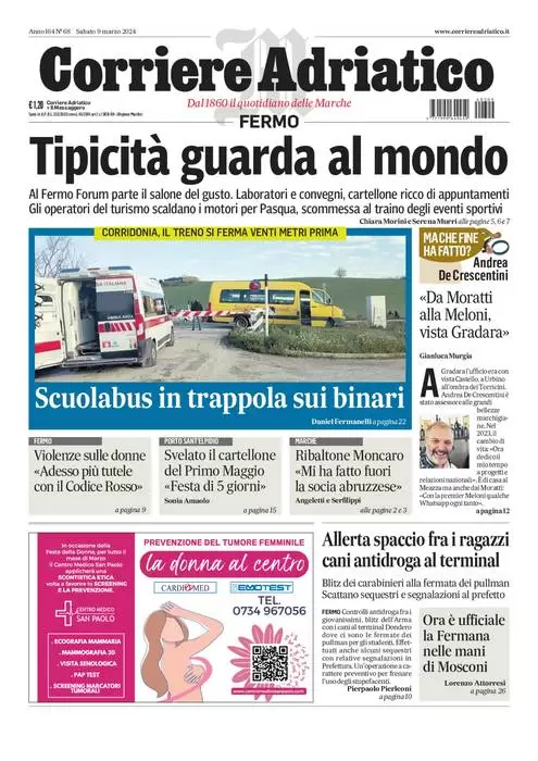 anteprima della prima pagina di corriere-adriatico-fermo del 08/03/2024