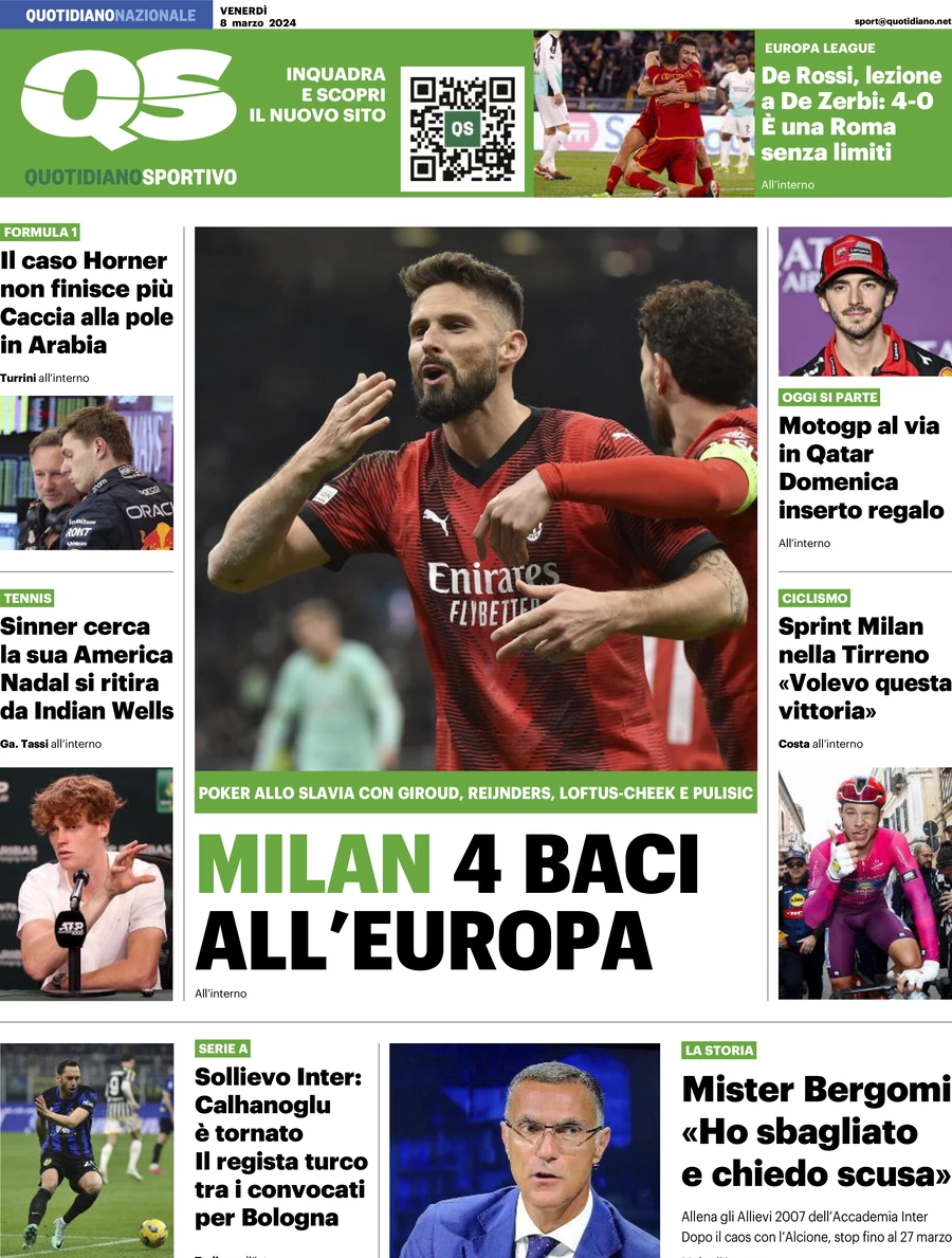 prima pagina - QS Quotidiano Sportivo del 08/03/2024
