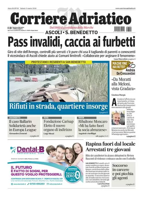 anteprima della prima pagina di corriere-adriatico-ascoli del 08/03/2024
