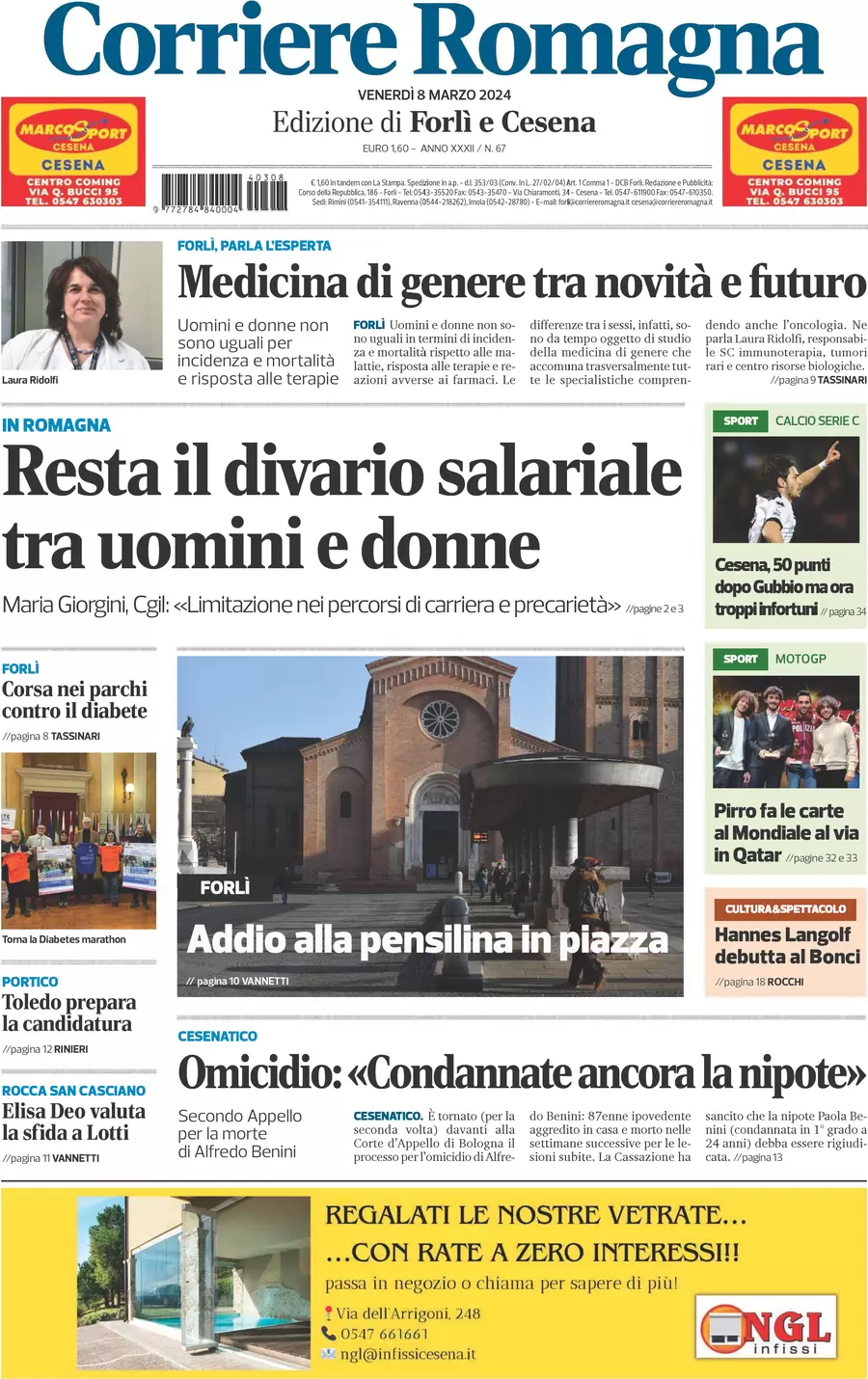 anteprima della prima pagina di corriere-romagna-forl-e-cesena del 08/03/2024