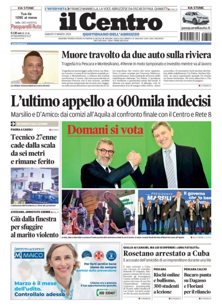 prima pagina - Il Centro (Pescara) del 09/03/2024
