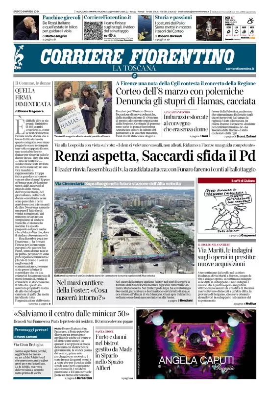 anteprima della prima pagina di corriere-fiorentino del 09/03/2024