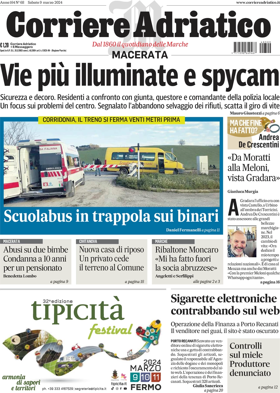 anteprima della prima pagina di corriere-adriatico-macerata del 09/03/2024