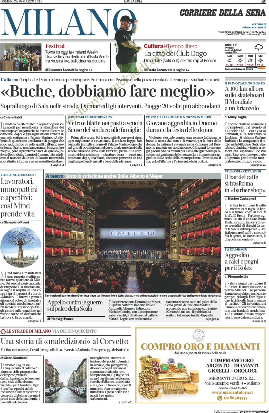 anteprima della prima pagina di corriere-della-sera-milano del 10/03/2024