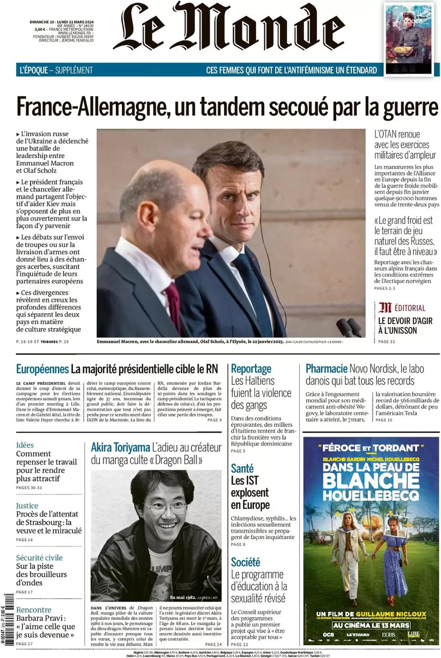 prima pagina - Le Monde del 10/03/2024