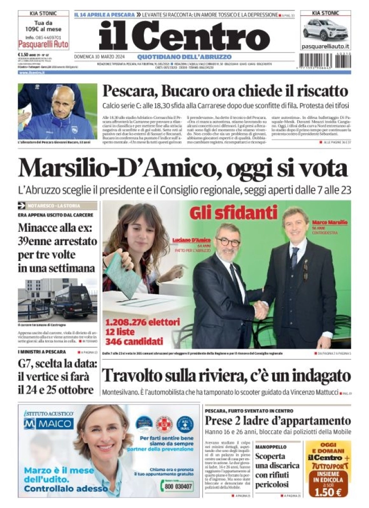 prima pagina - Il Centro (Pescara) del 10/03/2024