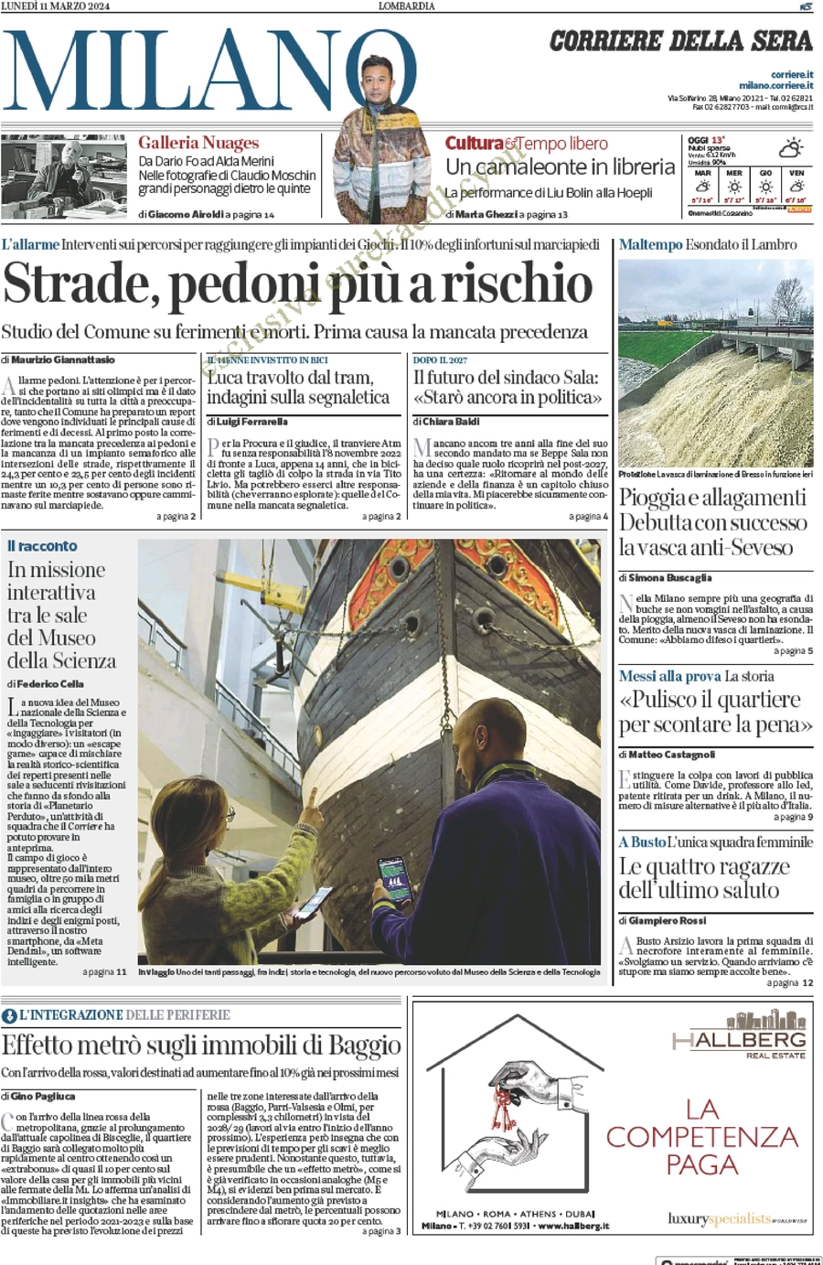 anteprima della prima pagina di corriere-della-sera-milano del 11/03/2024