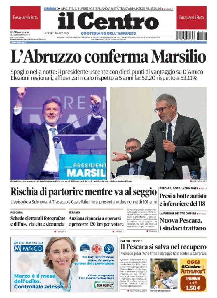 prima pagina - Il Centro (Pescara) del 11/03/2024