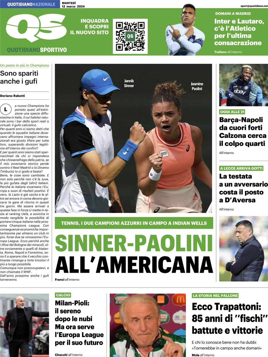 prima pagina - QS Quotidiano Sportivo del 12/03/2024