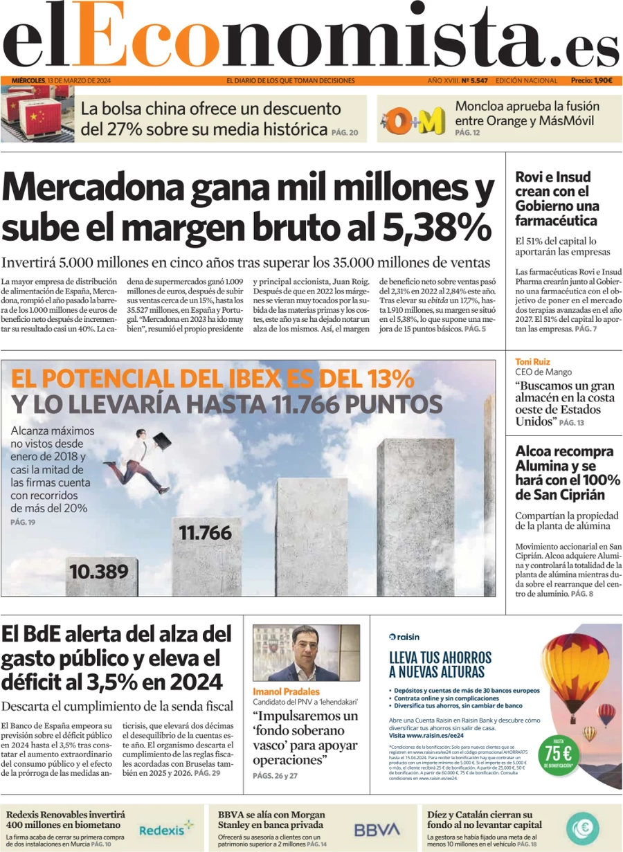 prima pagina - El Economista del 12/03/2024