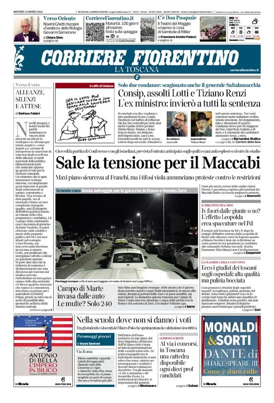 anteprima della prima pagina di corriere-fiorentino del 12/03/2024