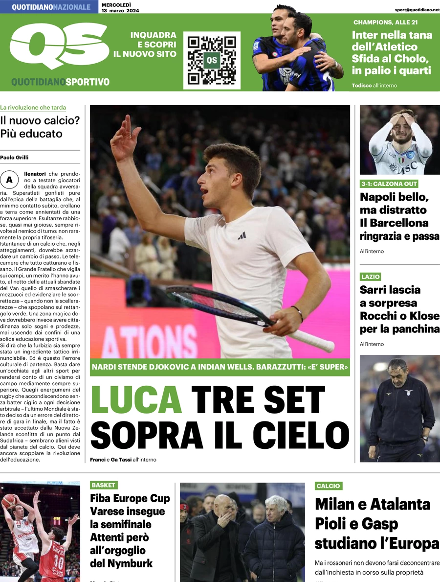 prima pagina - QS Quotidiano Sportivo del 13/03/2024