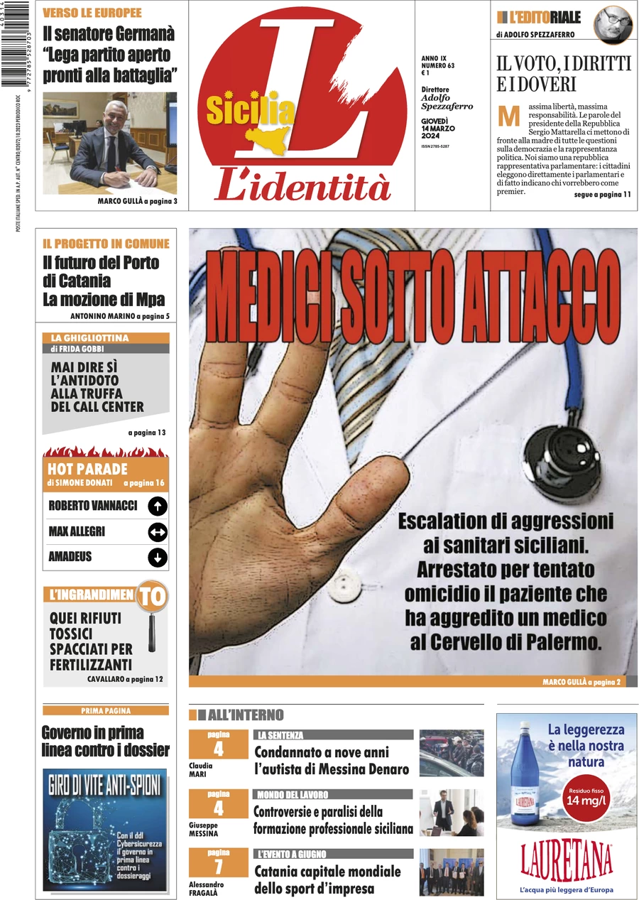 anteprima della prima pagina di lidentit-della-sicilia del 13/03/2024