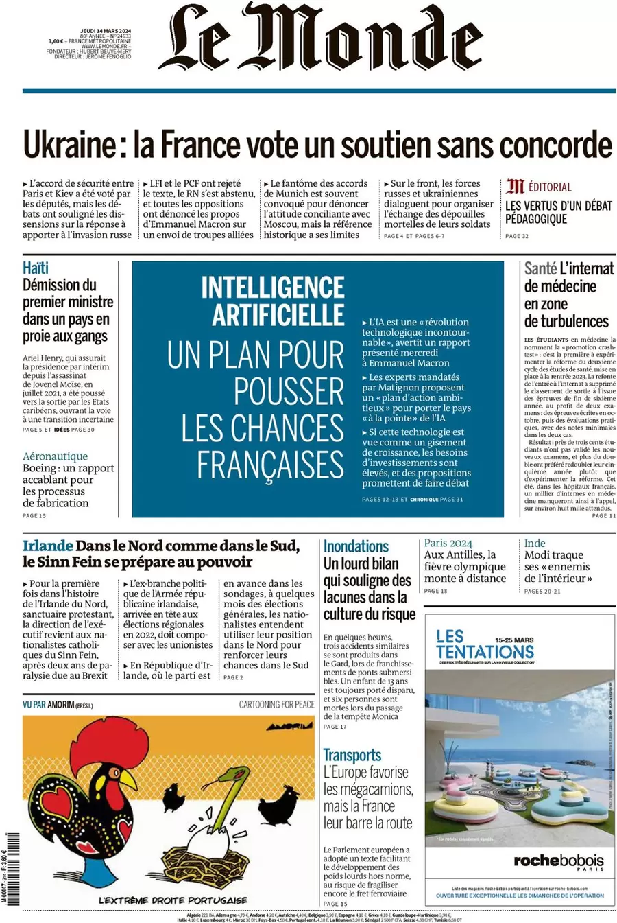 prima pagina - Le Monde del 13/03/2024