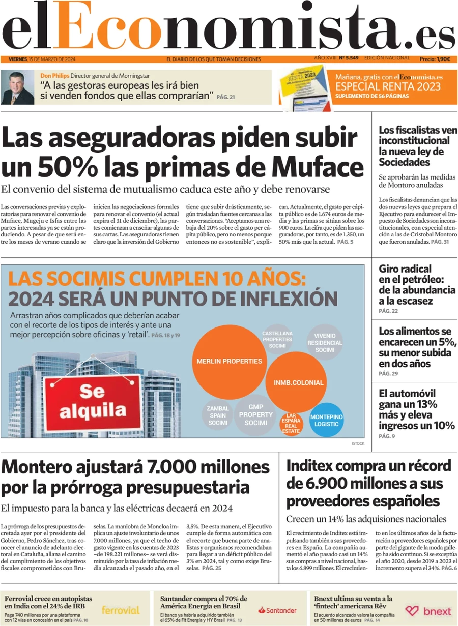 prima pagina - El Economista del 14/03/2024