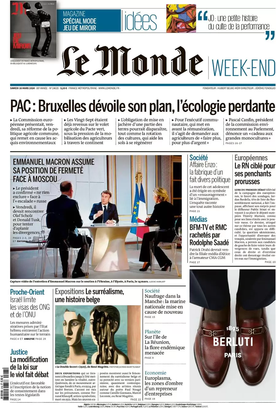 prima pagina - Le Monde del 15/03/2024
