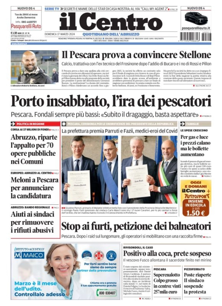 prima pagina - Il Centro (Pescara) del 17/03/2024