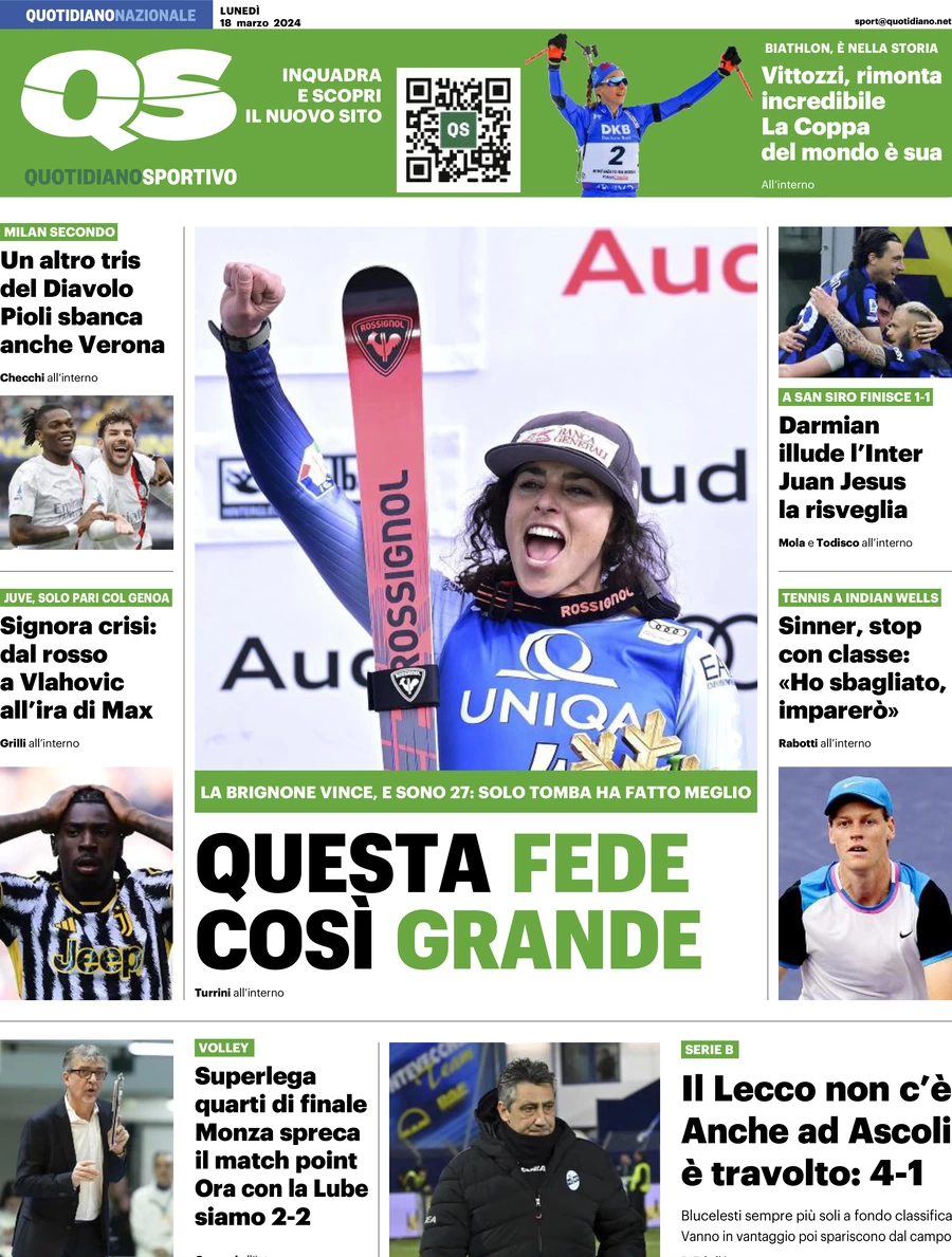 prima pagina - QS Quotidiano Sportivo del 18/03/2024