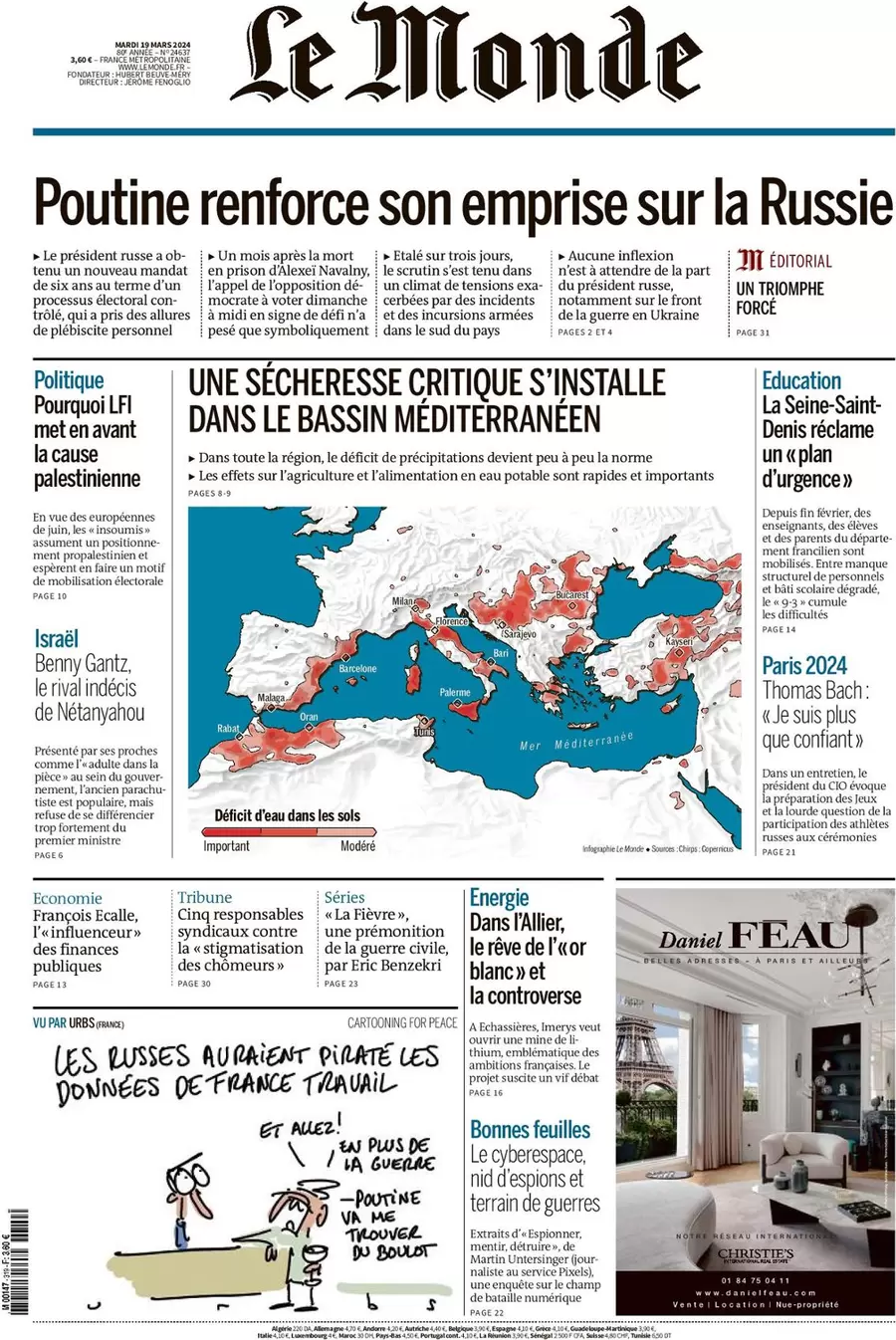 prima pagina - Le Monde del 18/03/2024