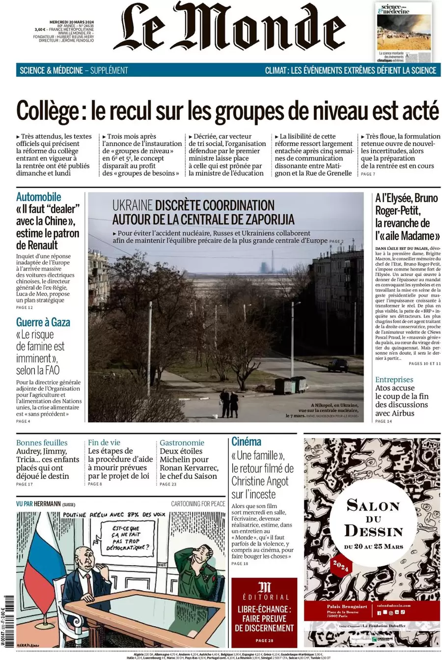 prima pagina - Le Monde del 19/03/2024