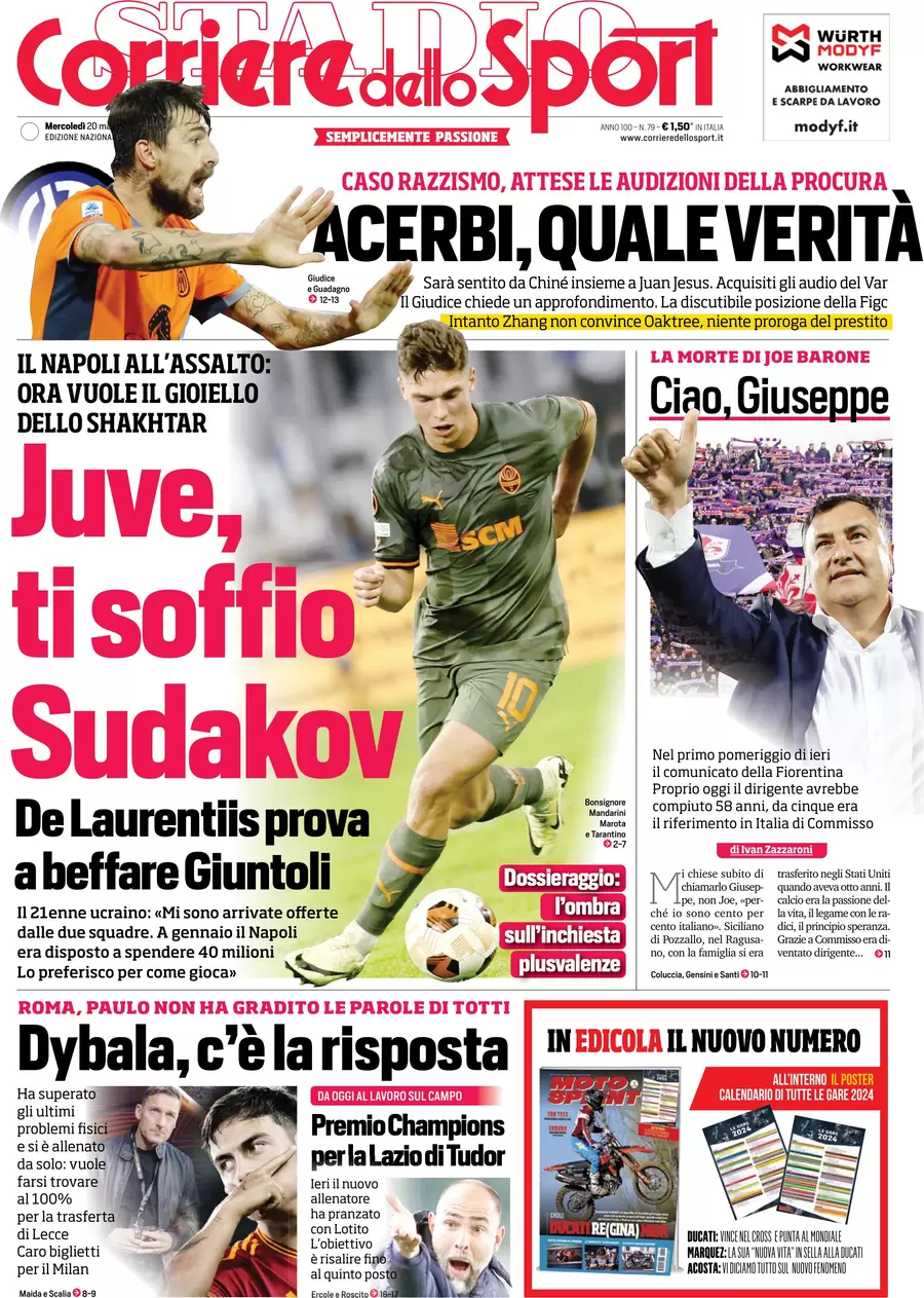 prima pagina - Corriere dello Sport del 19/03/2024