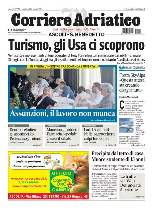 anteprima della prima pagina di corriere-adriatico-ascoli del 19/03/2024