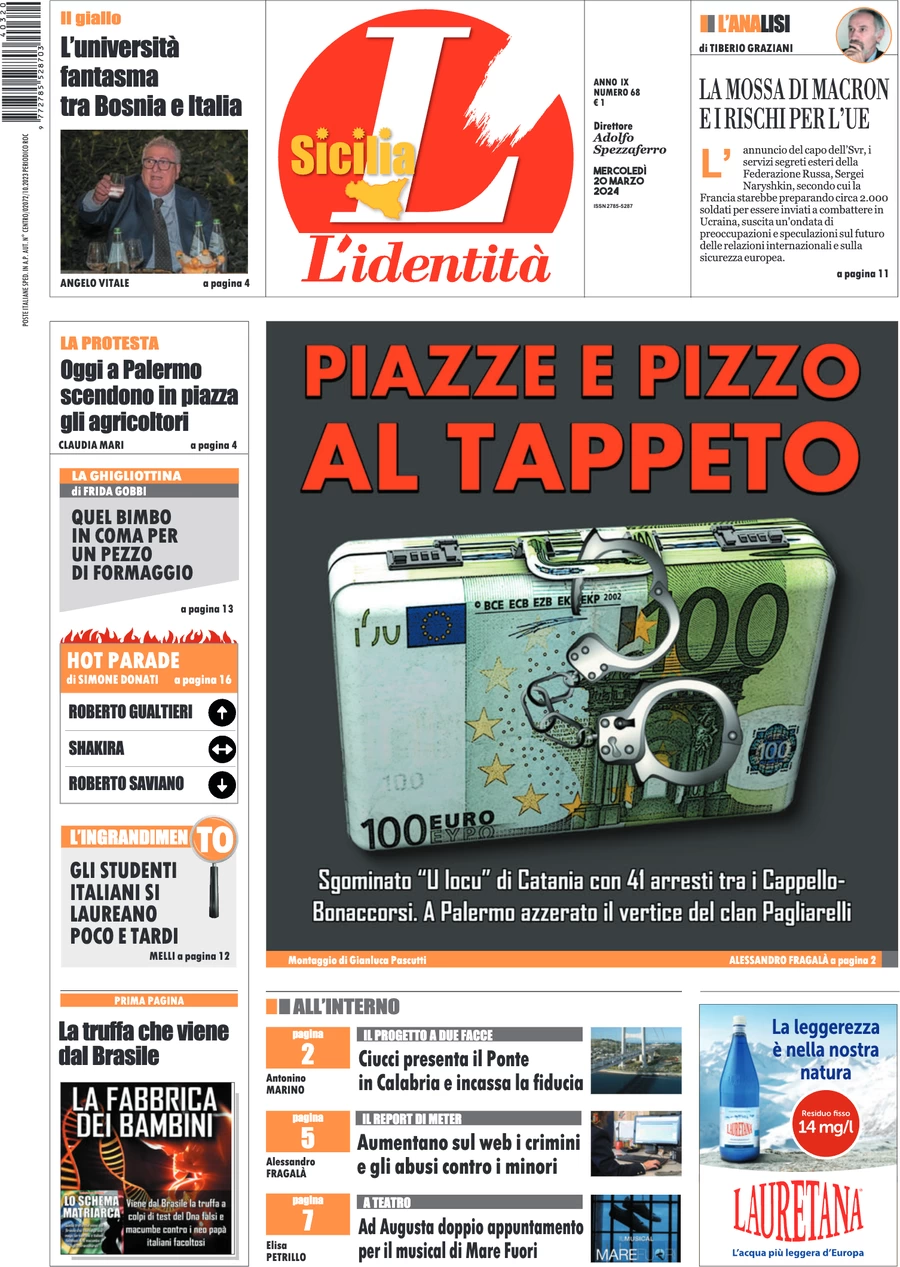 anteprima della prima pagina di lidentit-della-sicilia del 19/03/2024