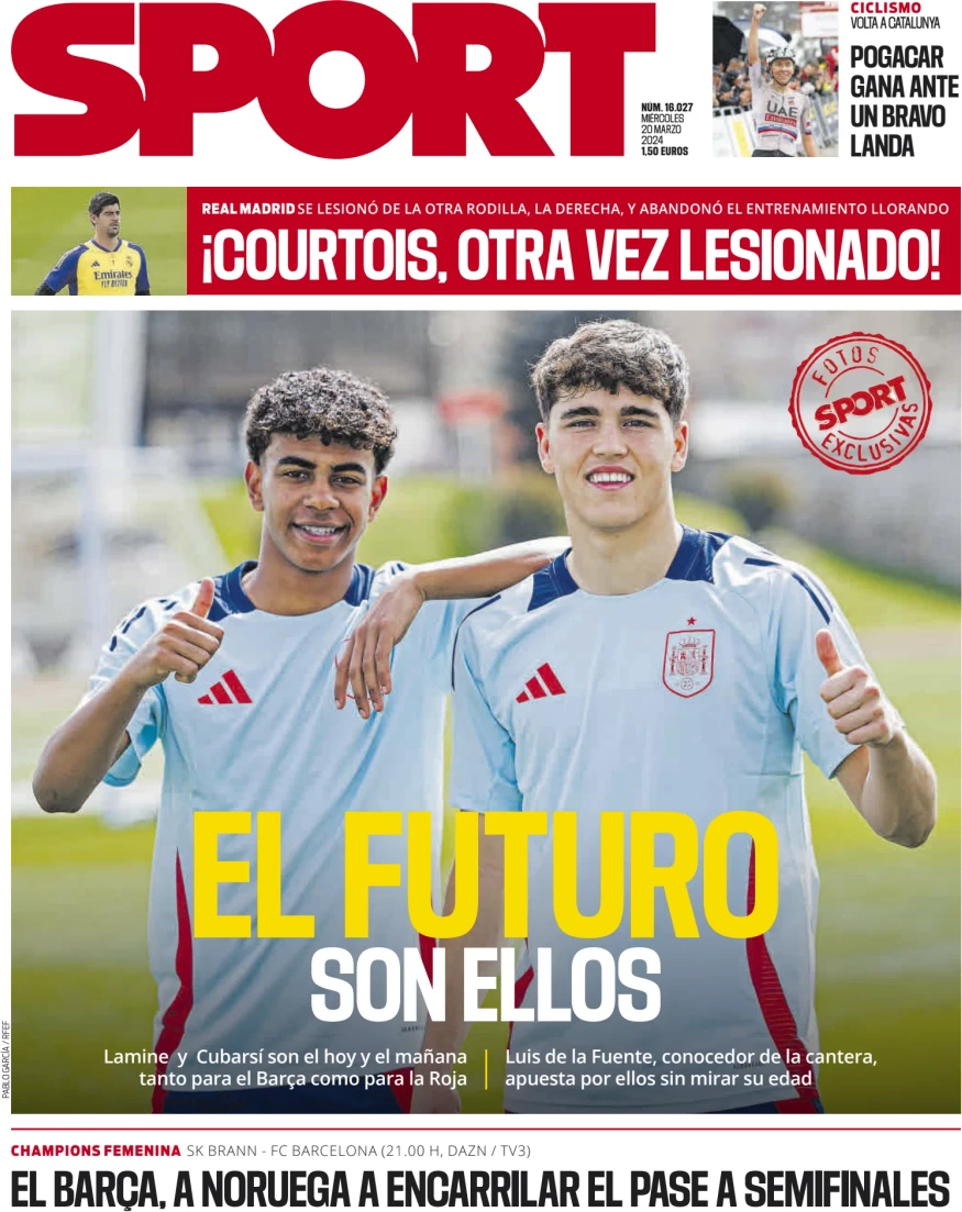 anteprima della prima pagina di sport-barcelona del 20/03/2024