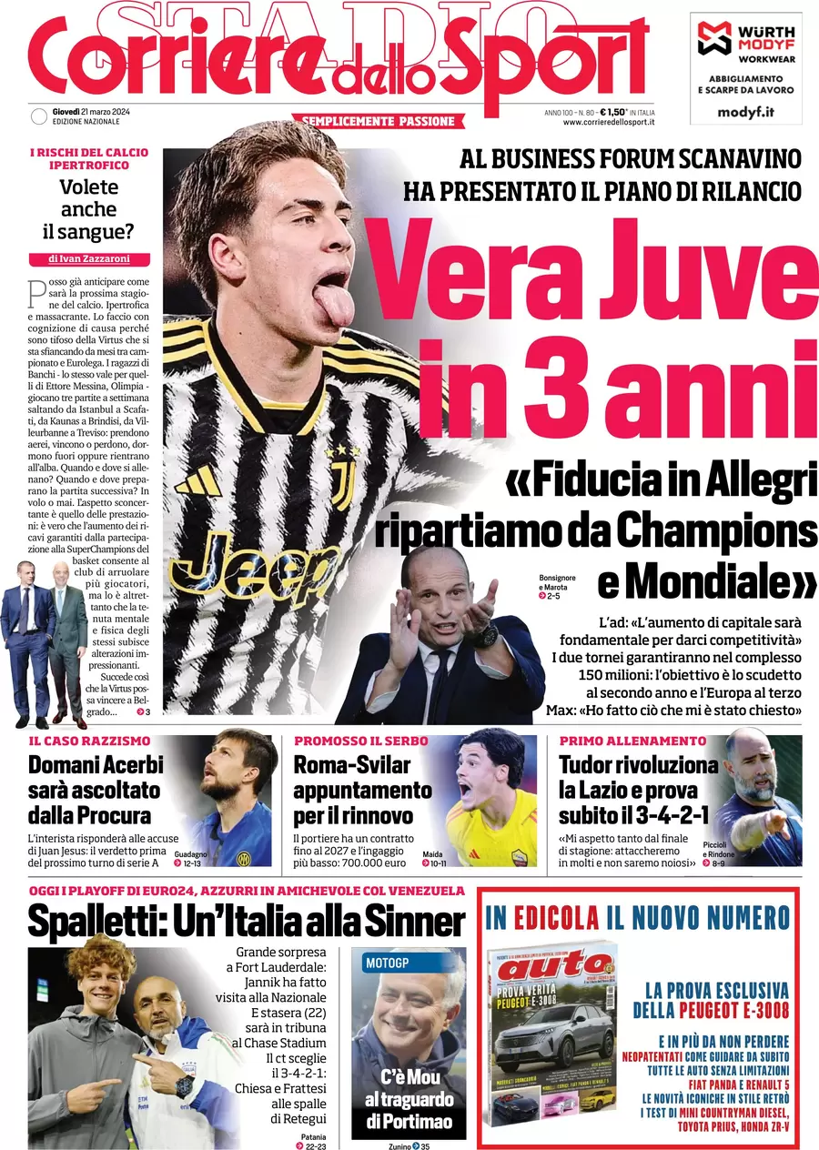 prima pagina - Corriere dello Sport del 20/03/2024