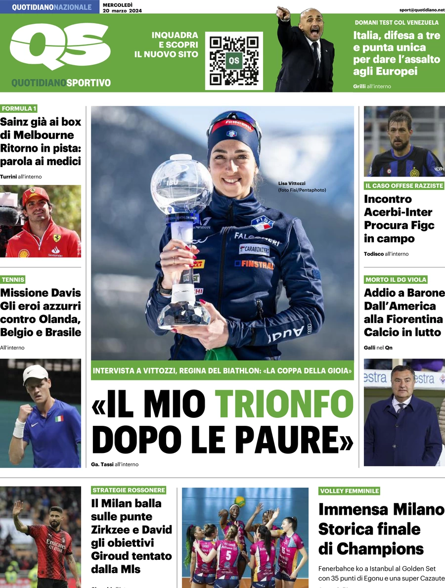 prima pagina - QS Quotidiano Sportivo del 20/03/2024