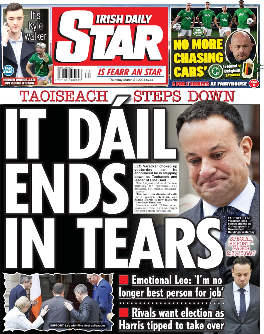 Anteprima prima pagina della rasegna stampa di ieri 2024-03-21 - irish-daily-star/