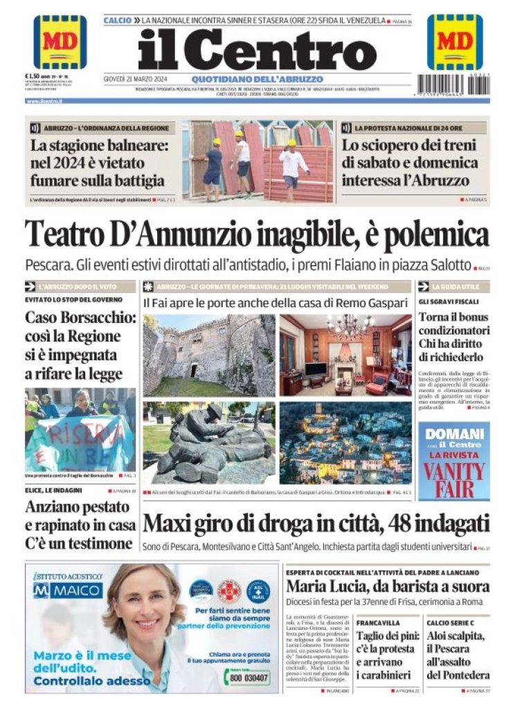 prima pagina - Il Centro (Pescara) del 21/03/2024