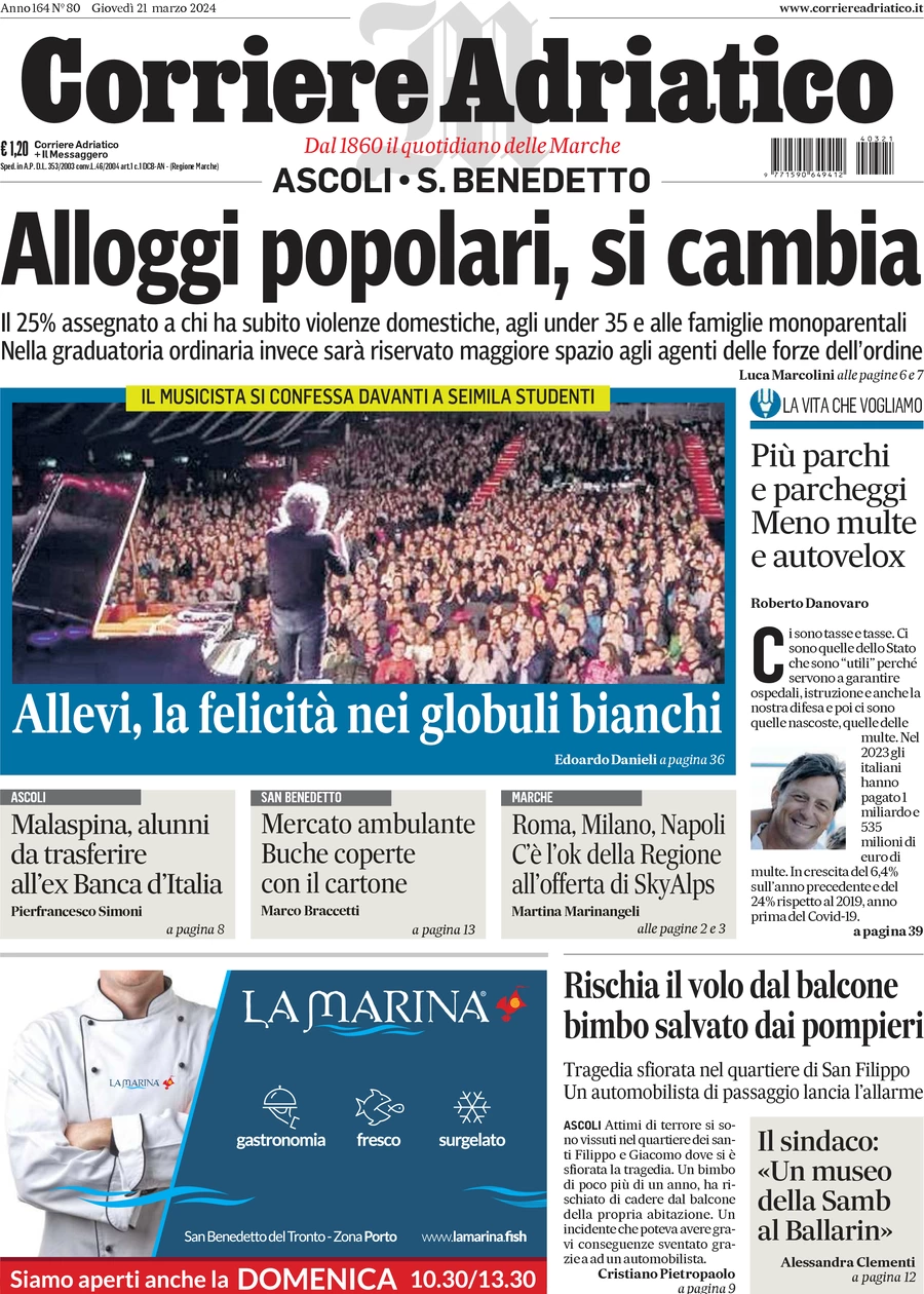 anteprima della prima pagina di corriere-adriatico-ascoli del 21/03/2024