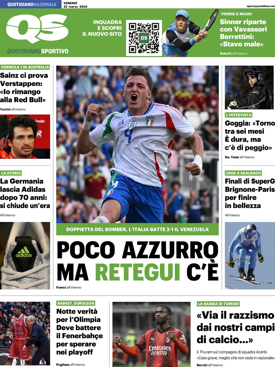 prima pagina - QS Quotidiano Sportivo del 22/03/2024