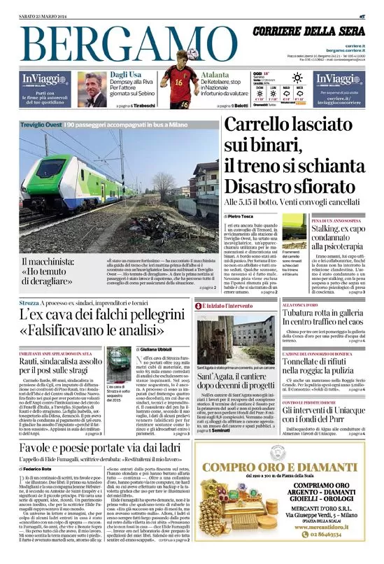 anteprima della prima pagina di corriere-della-sera-bergamo del 23/03/2024