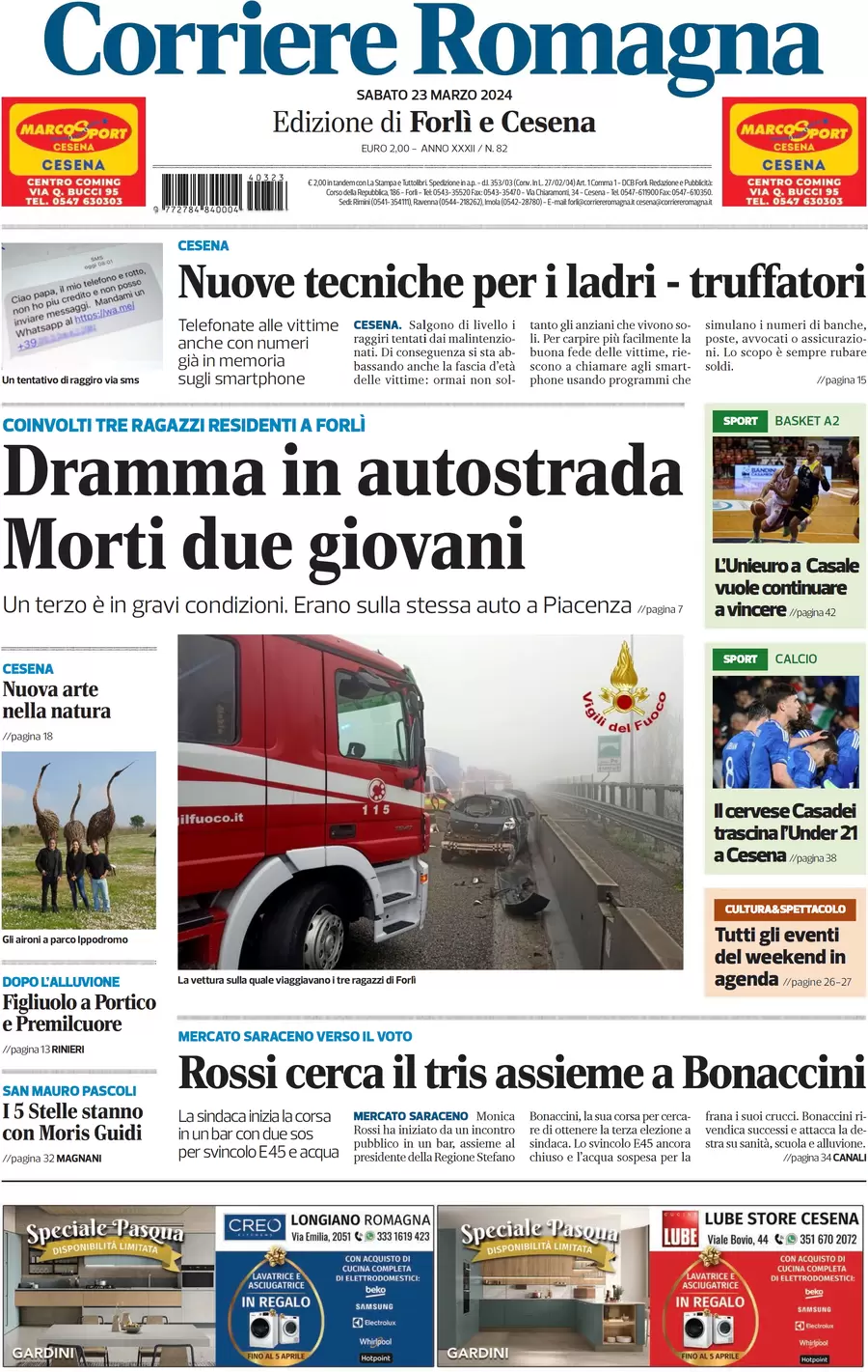 anteprima della prima pagina di corriere-romagna-forl-e-cesena del 23/03/2024