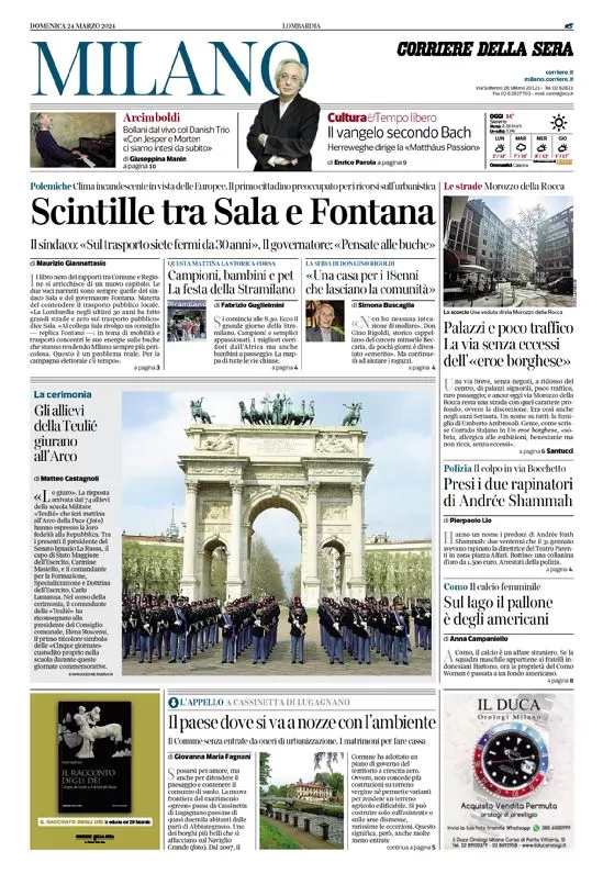 anteprima della prima pagina di corriere-della-sera-milano del 24/03/2024