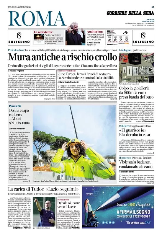 anteprima della prima pagina di corriere-della-sera-roma del 24/03/2024
