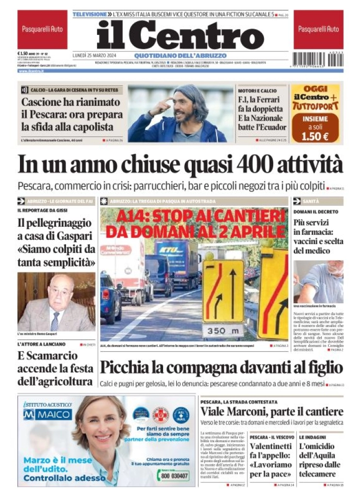 prima pagina - Il Centro (Pescara) del 25/03/2024