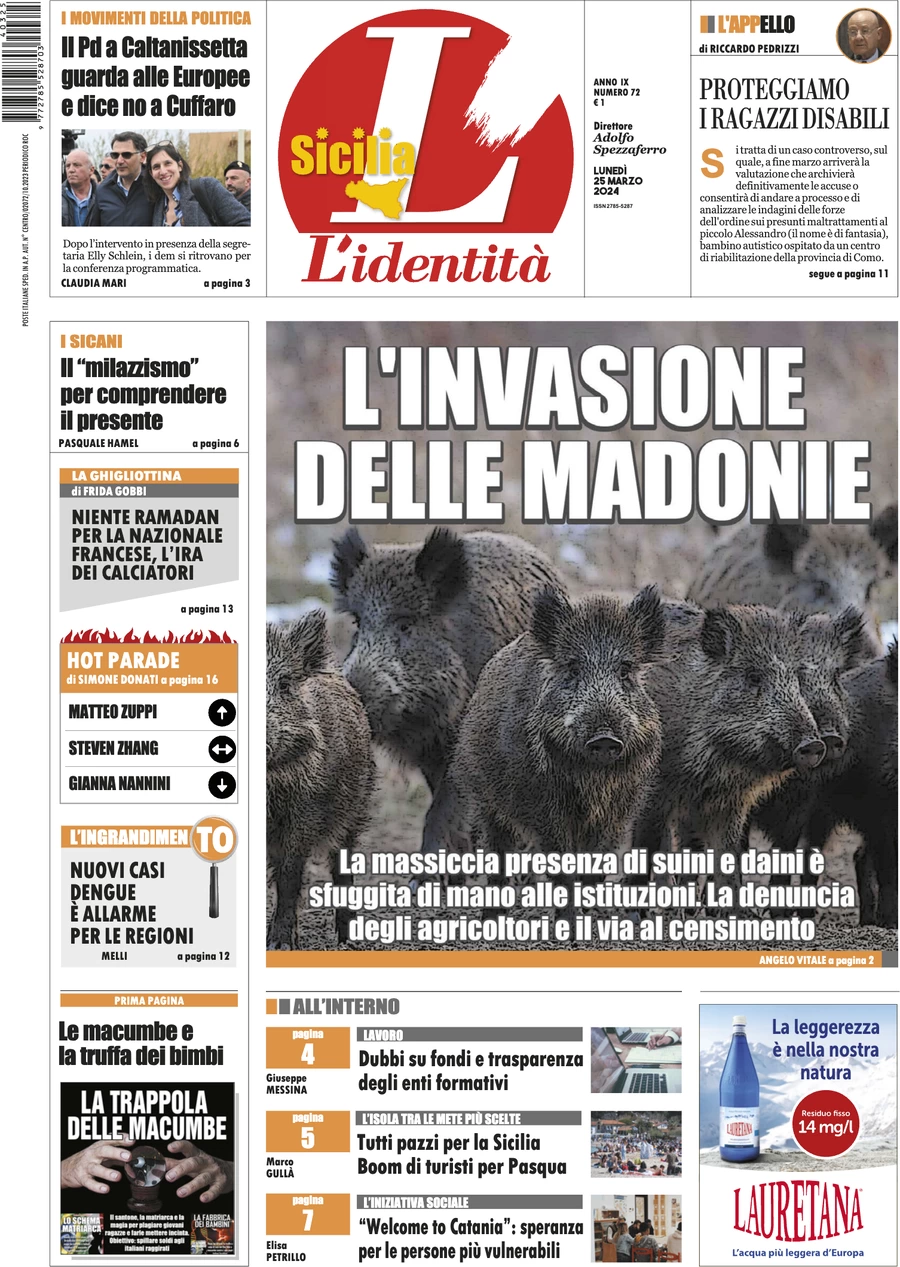 anteprima della prima pagina di lidentit-della-sicilia del 25/03/2024