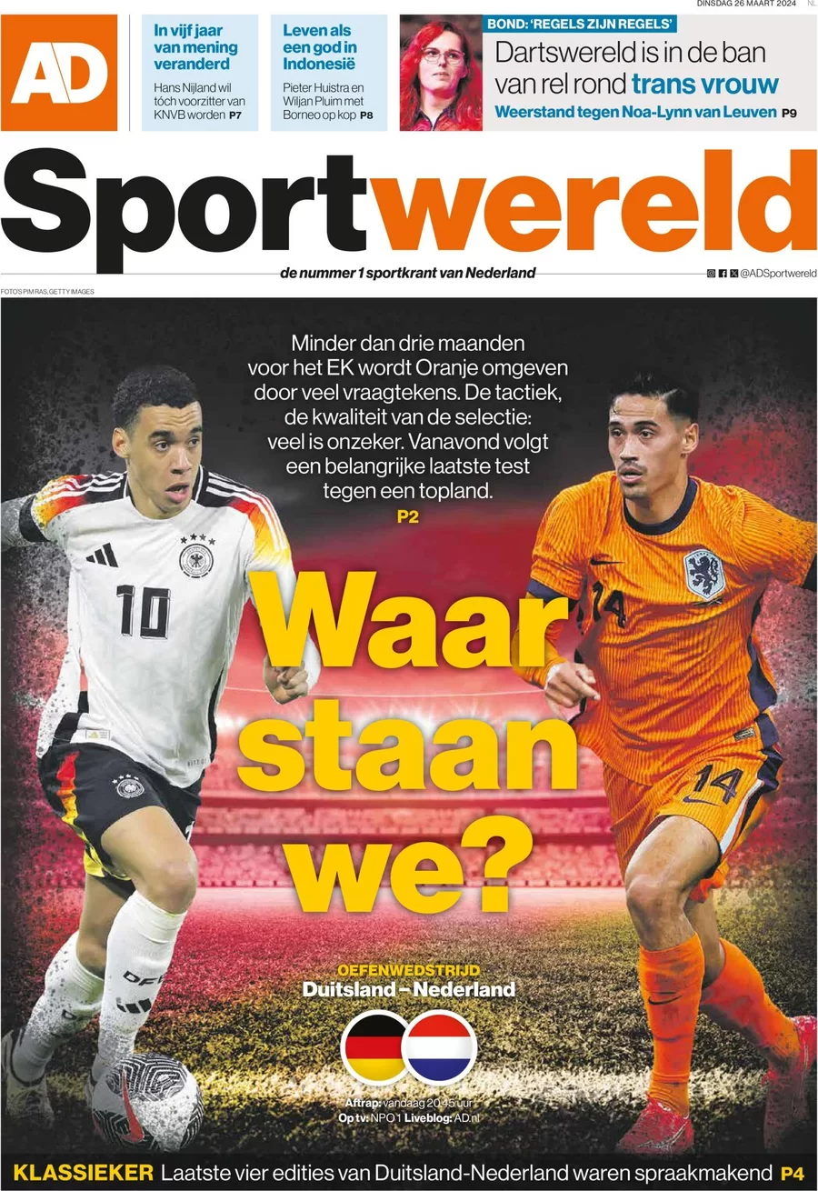 anteprima della prima pagina di ad-sportwereld del 26/03/2024
