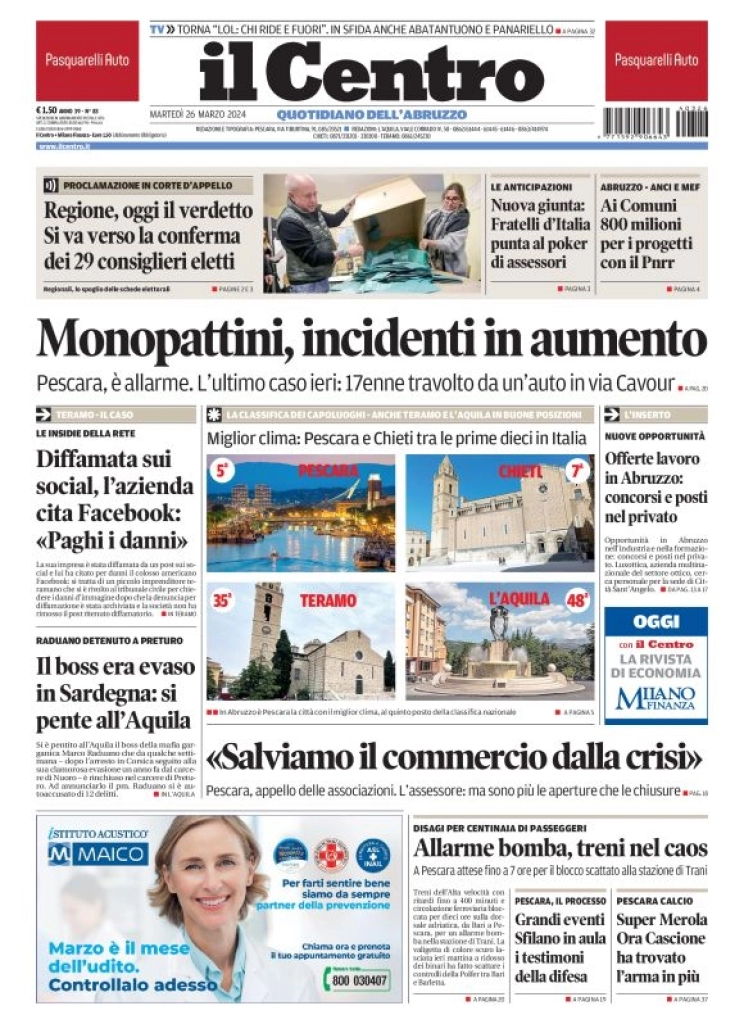 prima pagina - Il Centro (Pescara) del 26/03/2024