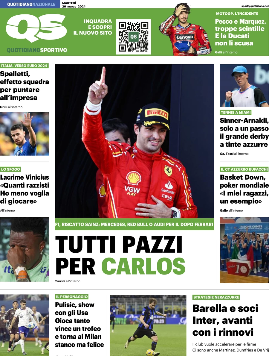 prima pagina - QS Quotidiano Sportivo del 26/03/2024