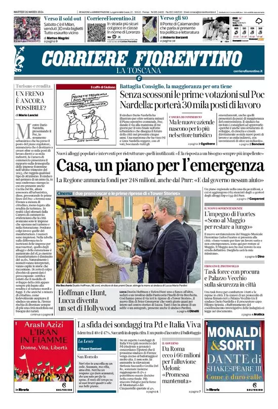 anteprima della prima pagina di corriere-fiorentino del 26/03/2024