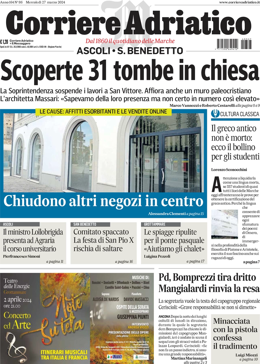 anteprima della prima pagina di corriere-adriatico-ascoli del 27/03/2024