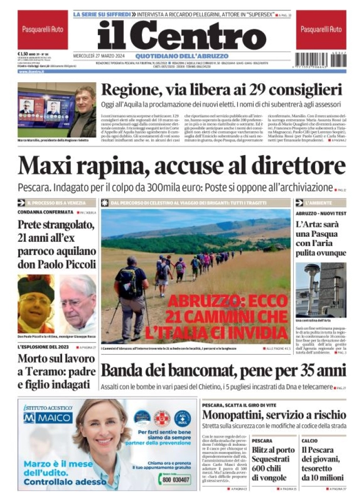 prima pagina - Il Centro (Pescara) del 27/03/2024