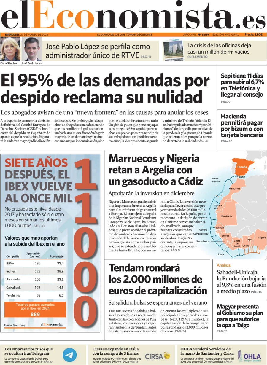 prima pagina - El Economista del 27/03/2024