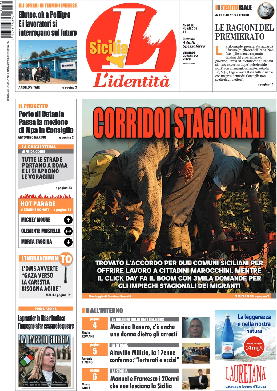 anteprima della prima pagina di lidentit-della-sicilia del 28/03/2024